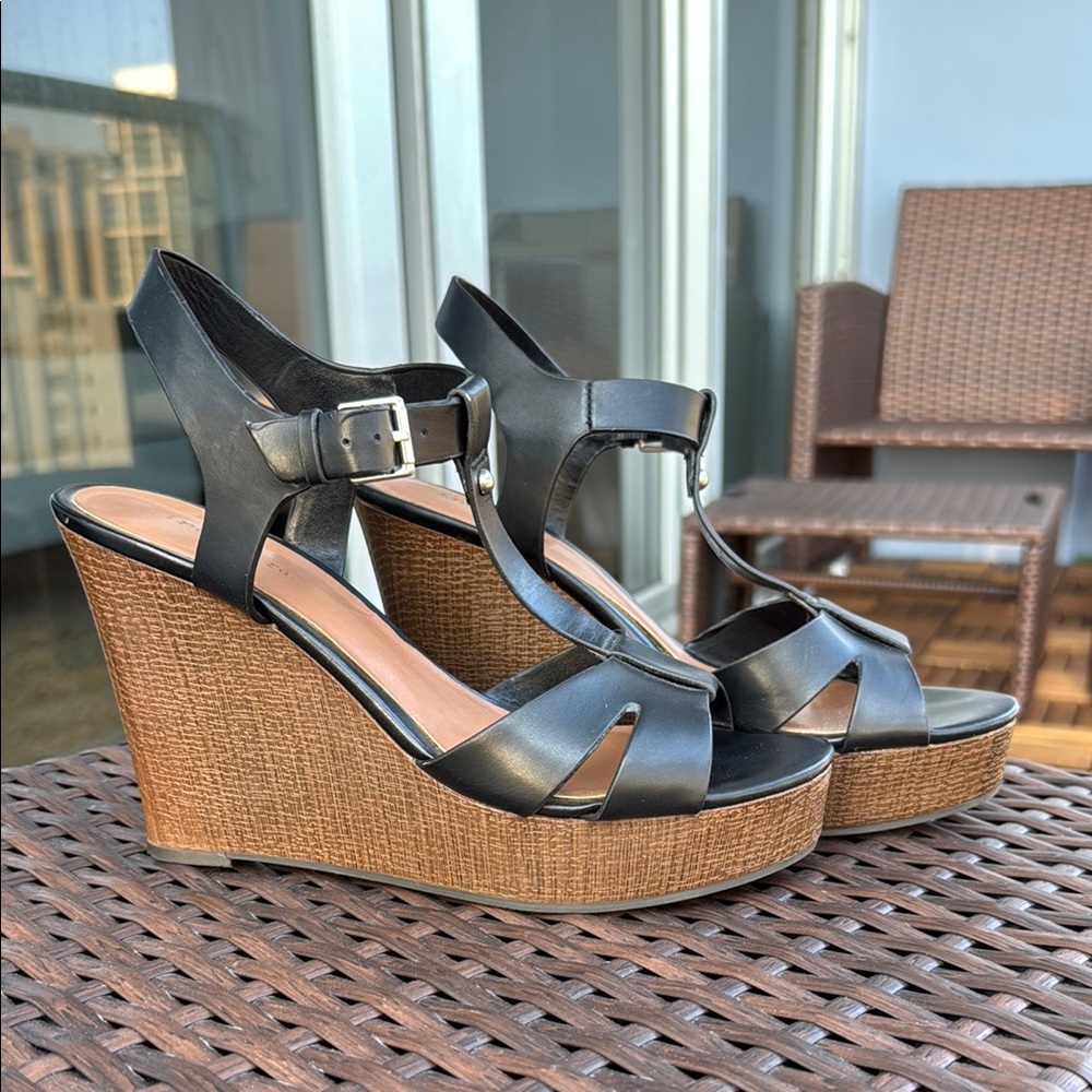 Black Wedge Sandals